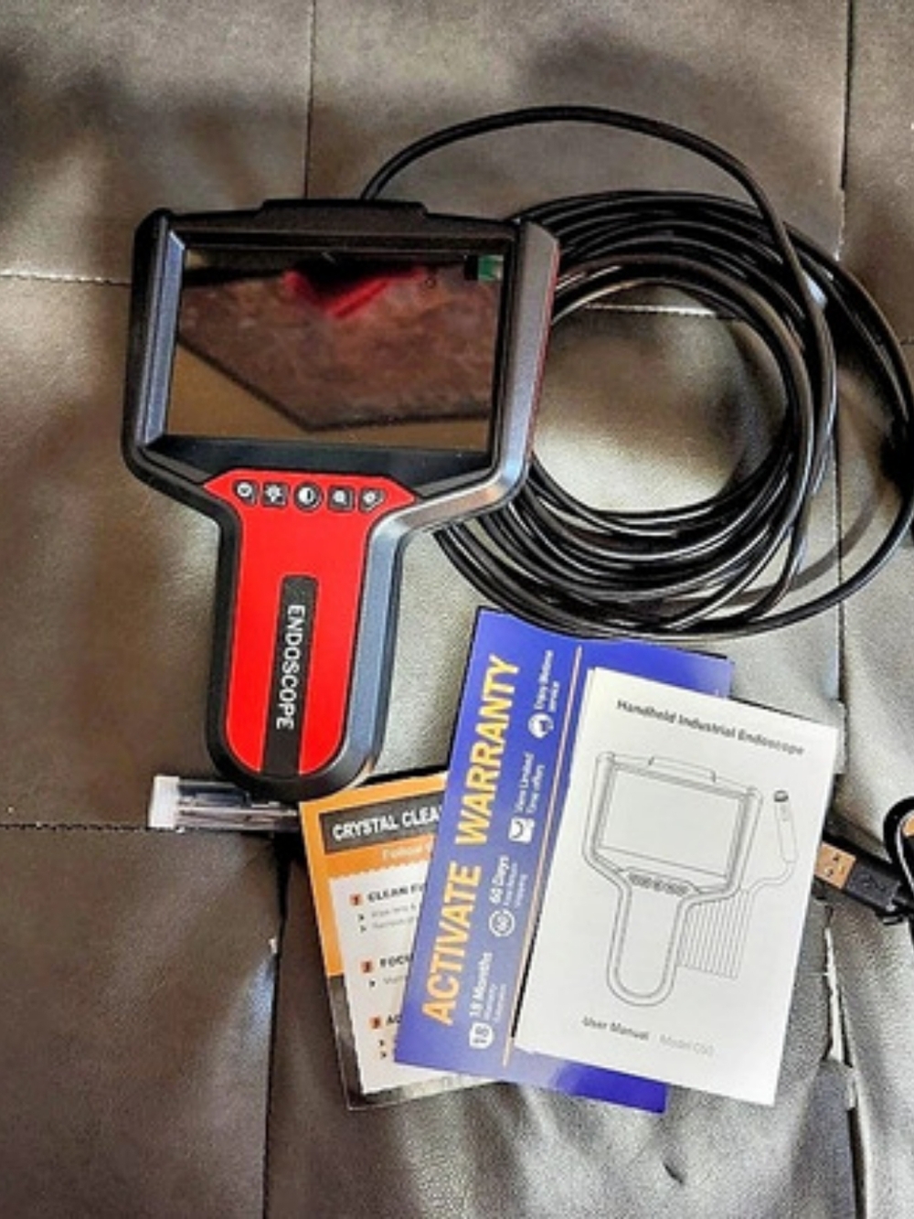 New Inskam Handheld Industrial Endoscope Model G50 Black & Red